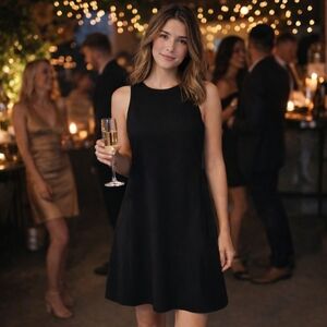 Vince Black Silk Sleeveless Yoke Button Dress Size 4